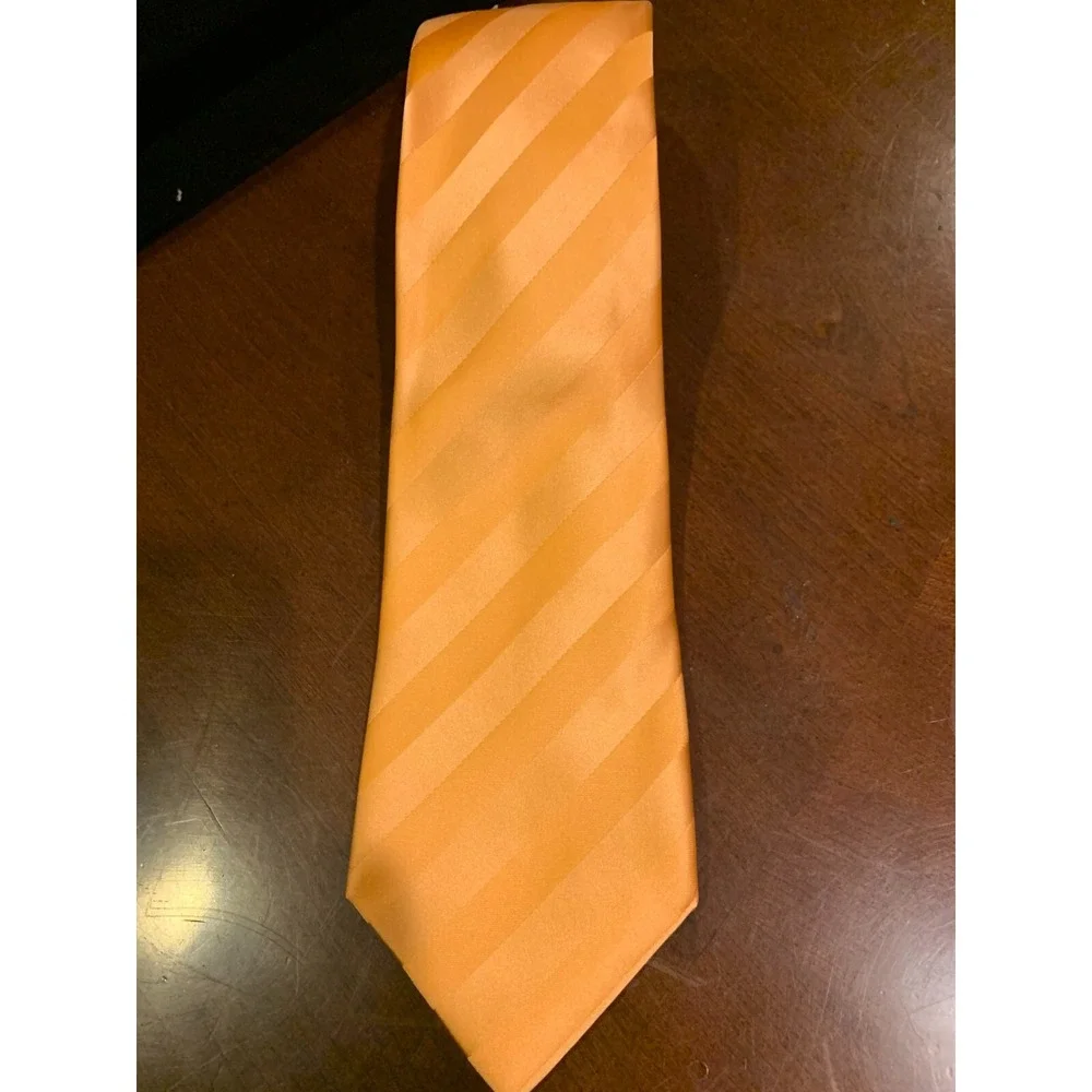Geoffrey Beene Tie Orange Striped Good Condition‎